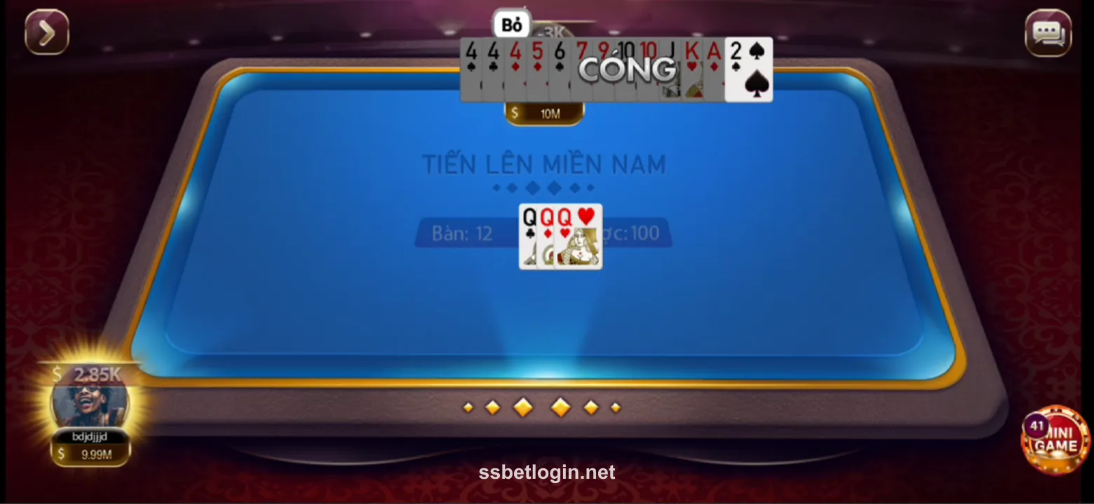 ssbet app screenshot showing game interface